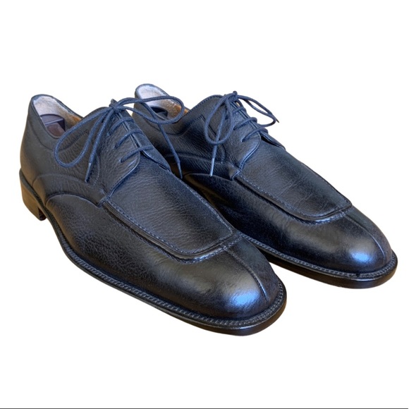 Mezlan Black Pebbled Leather Derby Shoes - Picture 4 of 6